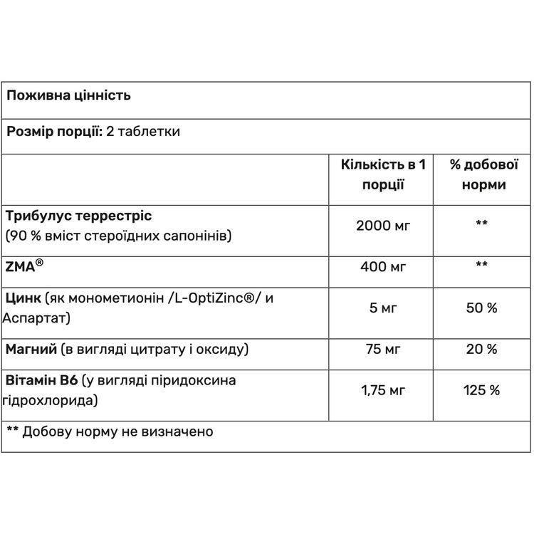 Комплекс для підвищення тестостерону Amix Tribu-ZMA 1200 мг 90 таблеток - фото 2