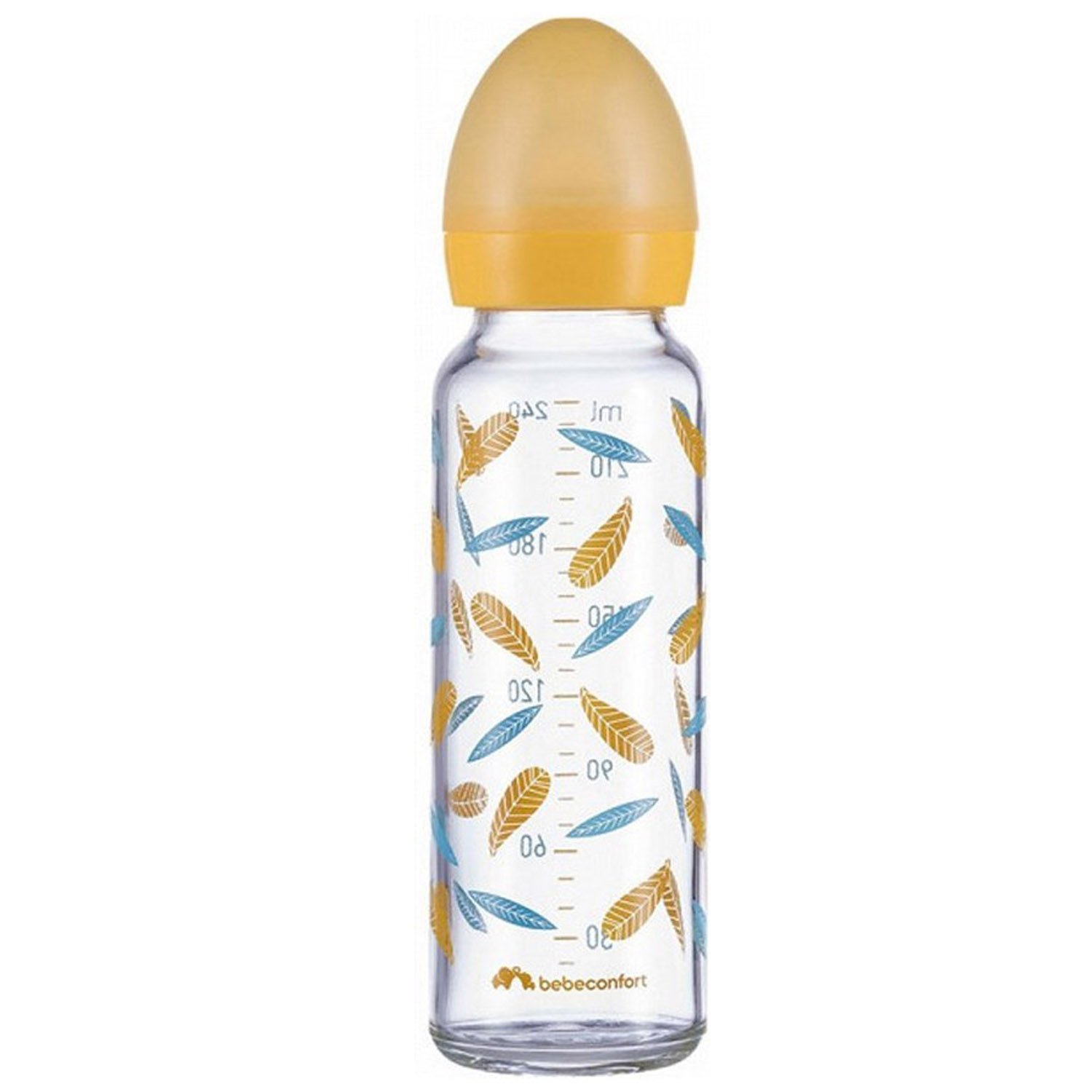 Бутылочка для кормления Bebe Confort Standard Neck Glass Bottle Little Buddies, 240 мл, желтая (3102202060) - фото 1