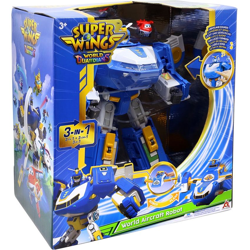 Игровой набор Super Wings Transforming Aircraft Воздушная База Робот со световыми и звуковыми эффектами EU760888) - фото 7