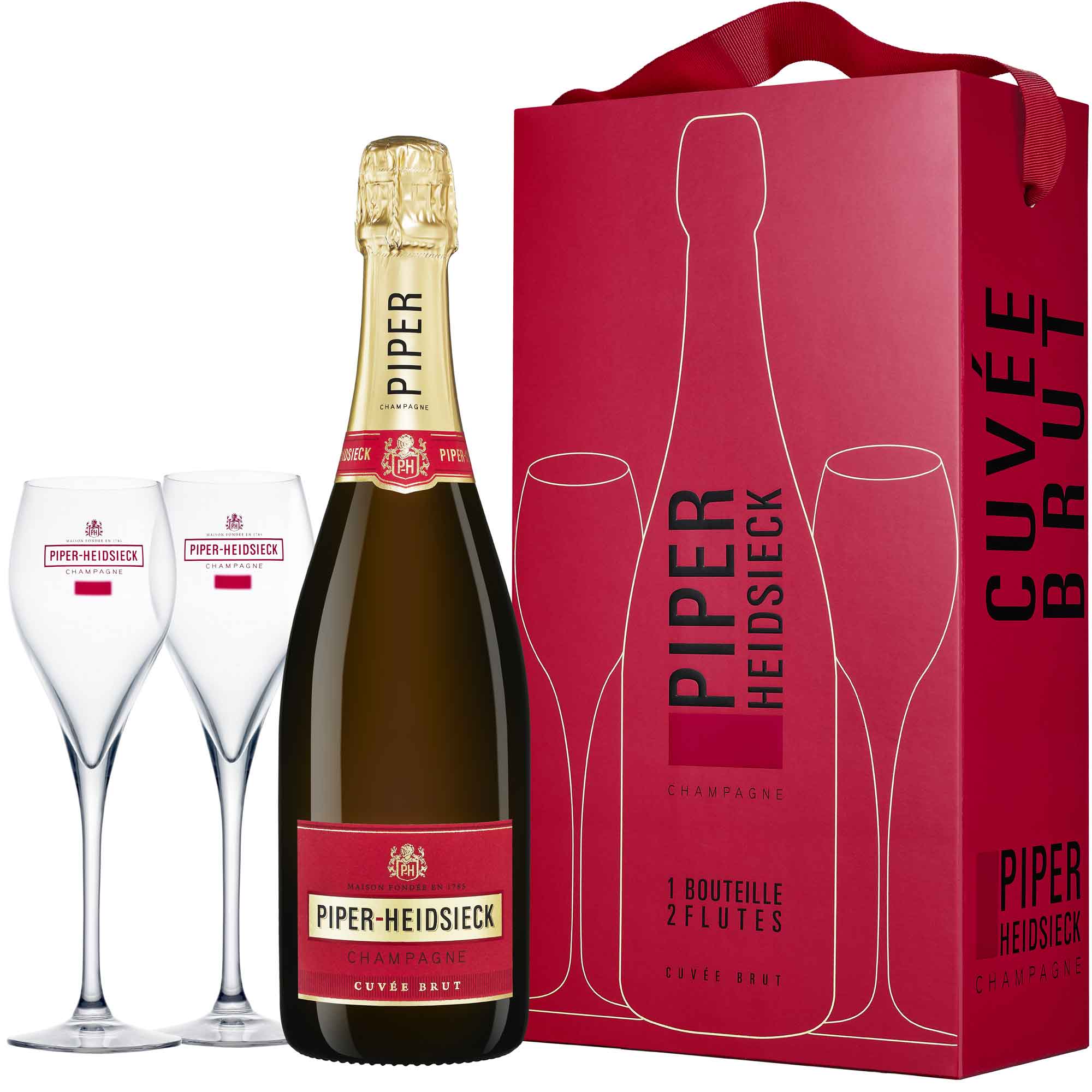 Набор: Шампанское Piper-Heidsieck Champagne Cuvee Brut белое брют 0.75 л + 2 бокала - фото 2