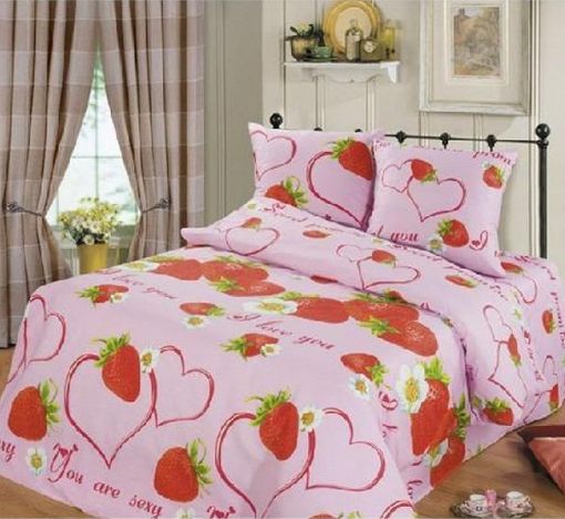 Комплект постельного белья Lotus Top Dreams Cotton Клубника, семейный, розовый, 4 единицы (5281) - фото 1