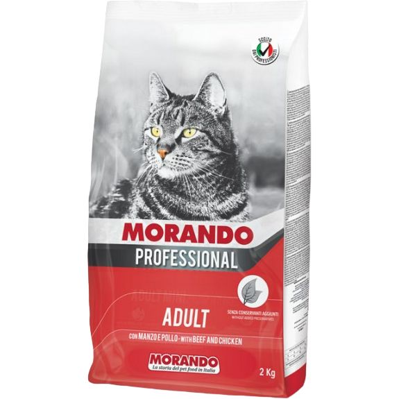 Сухой корм для взрослых кошек Morando Professional с говядиной и курицей 2 кг - фото 1