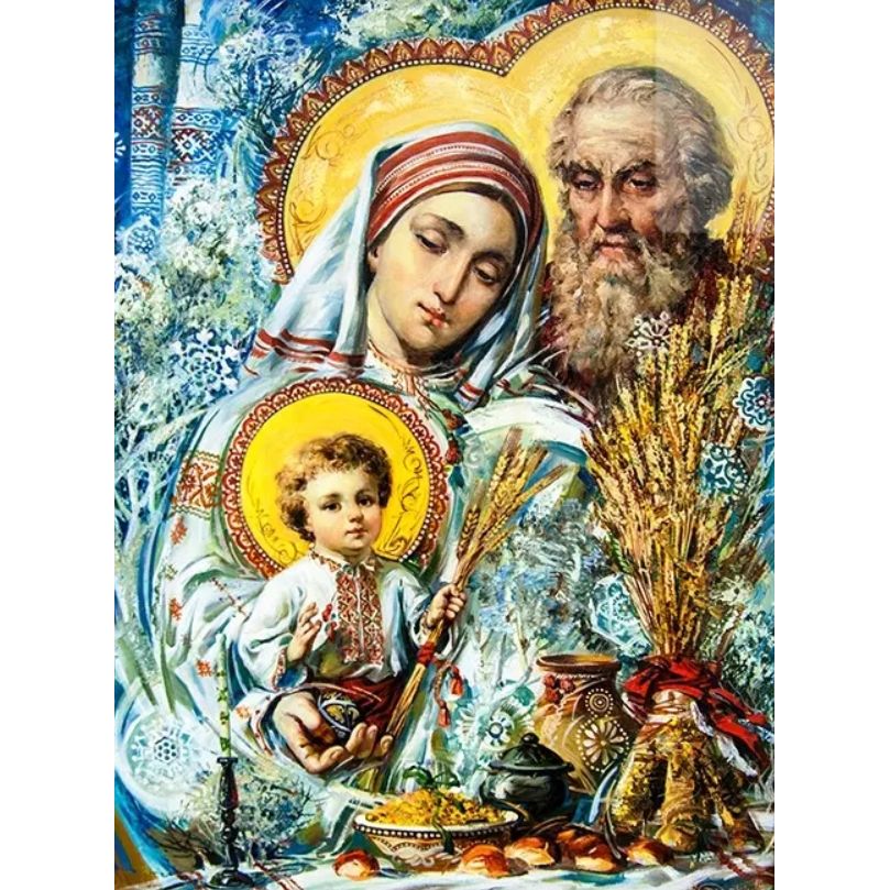 Алмазная мозаика Чарівна мозаїка икона Святая семья со стразами на подрамнике 40х50 см (1763489689.0) - фото 1
