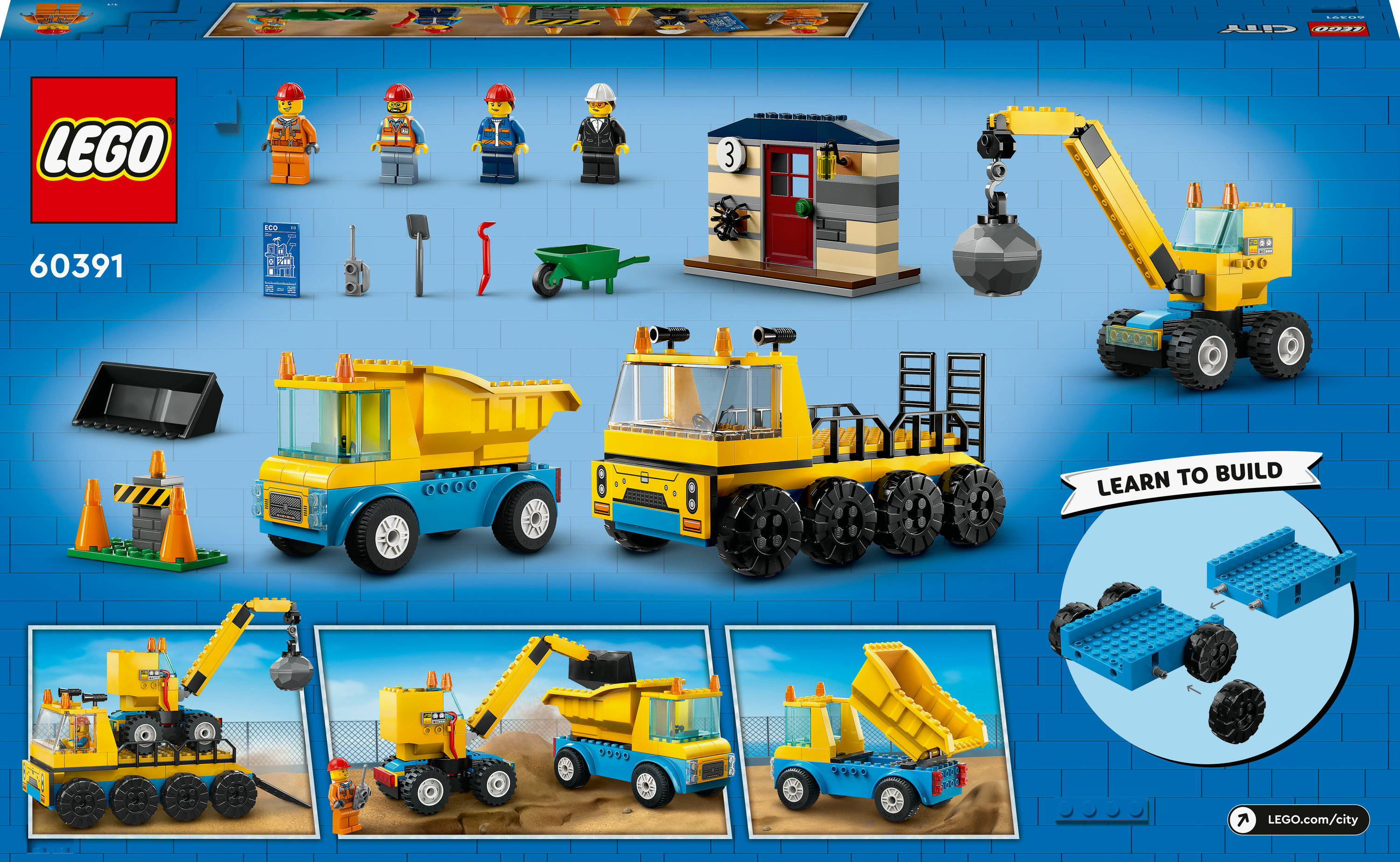 Конструктор LEGO City Строительный грузовик и шаровидный кран-таран., 235 деталей (60391) - фото 9