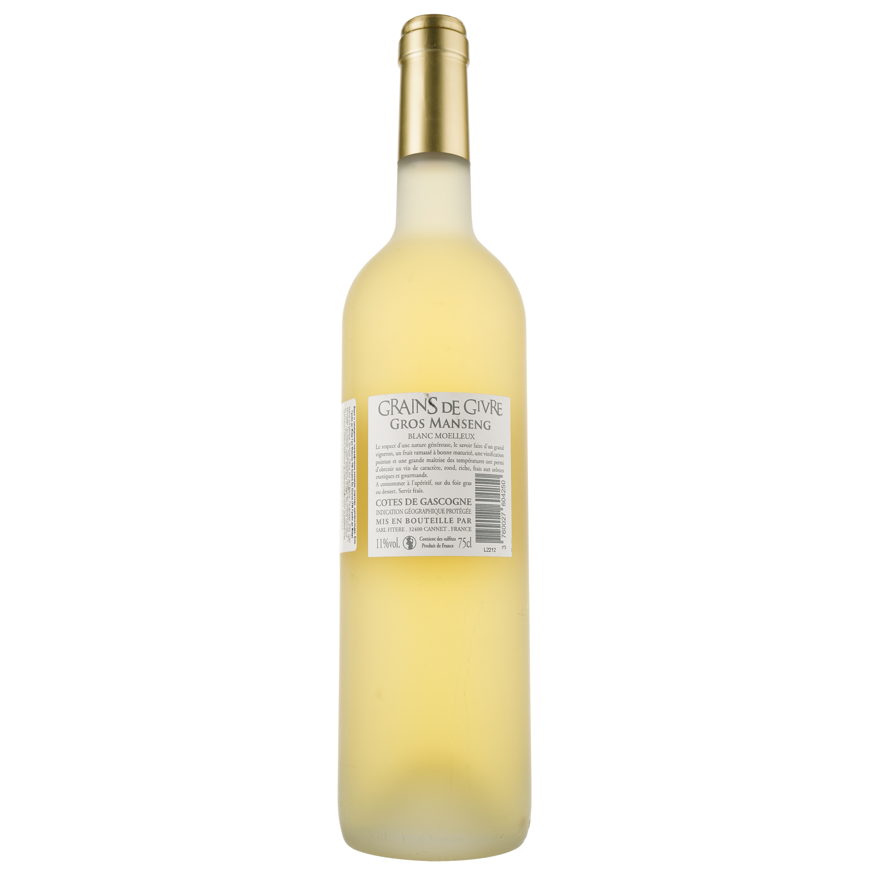 Вино Grains de Givre Gros Manseng 2022 IGP Cotes de Gascogne, белое, полусладкое, 0,75 л - фото 2