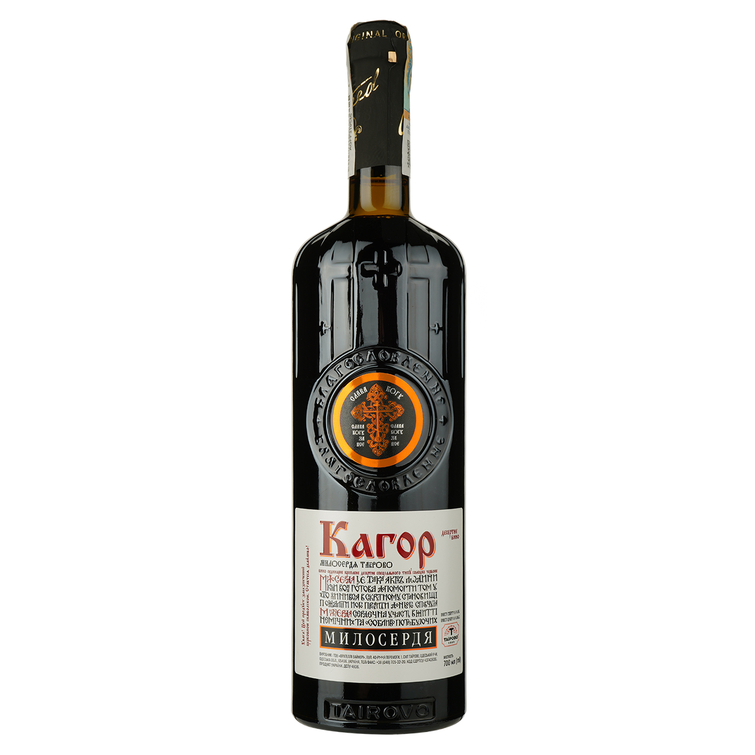 Вино Таїрово Кагор Милосердия, десертное, красное, 16%, 0,7 л (704770) - фото 1