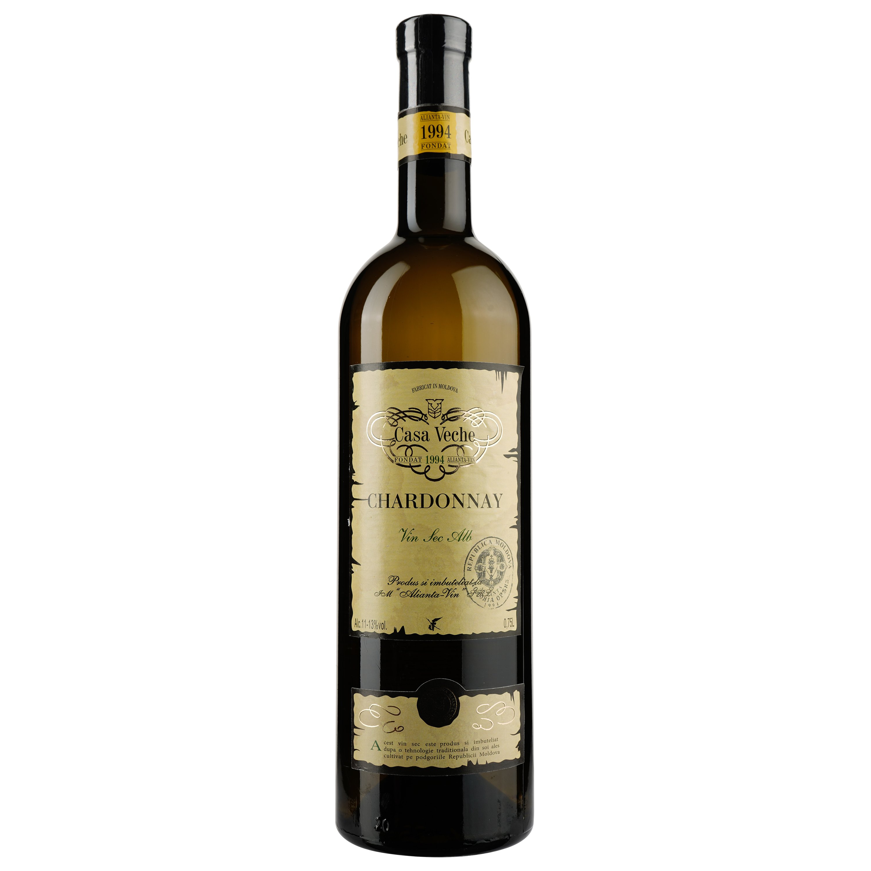 Вино Alianta vin Casa Veche Шардоне, 10-12%, 0,75 л (3043) - фото 1