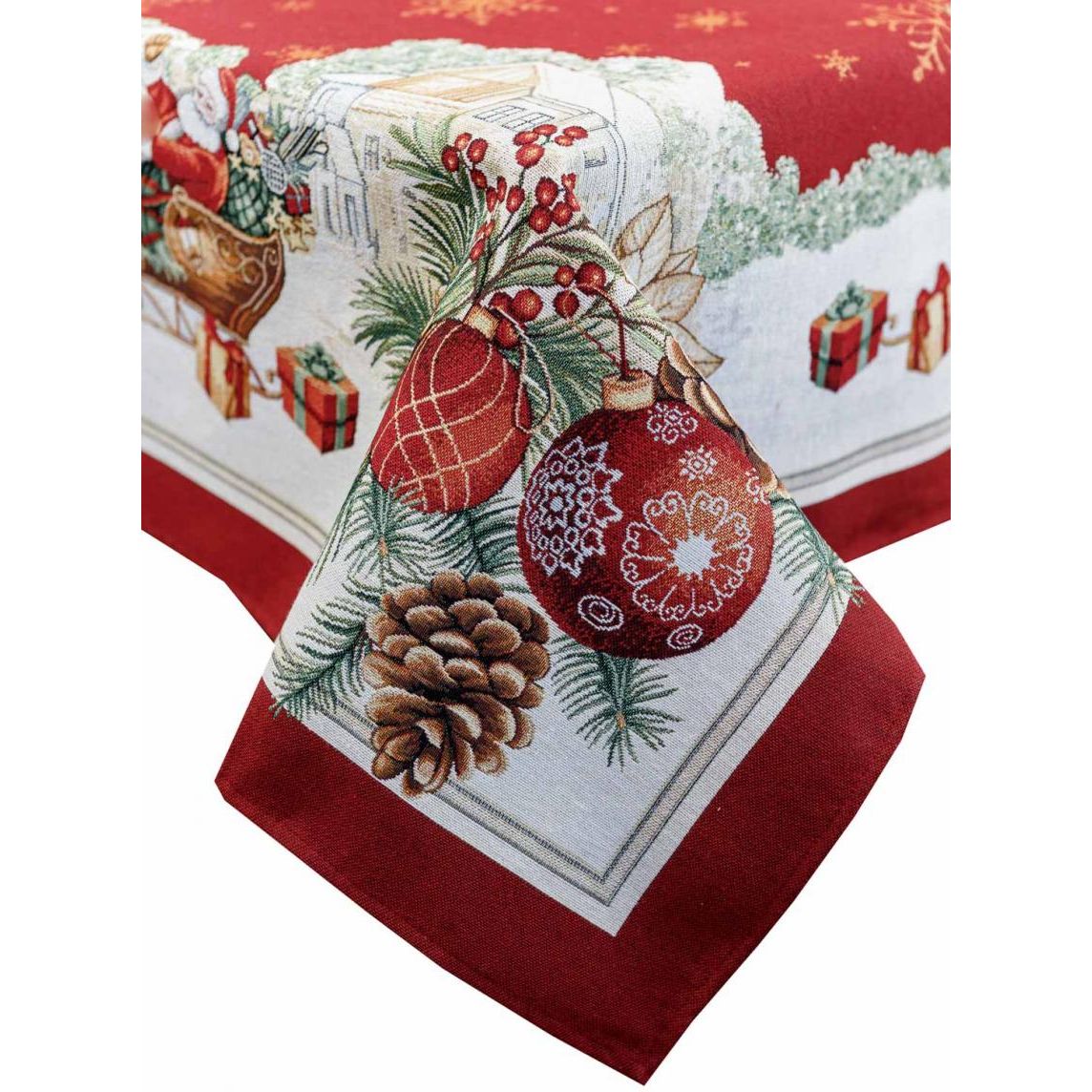 Photos - Tablecloth / Napkin Provans Скатертина гобеленова Прованс Present 300х135 см червона  (31323)