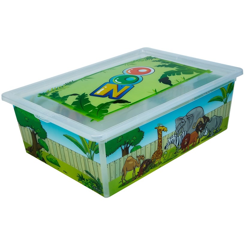 Коробка Qutu Light Box Zoo, с крышкой, 25 л, 17.5x37х52.5 см, разноцветная (LIGHT BOX с/к ZOO 25л.) - фото 1