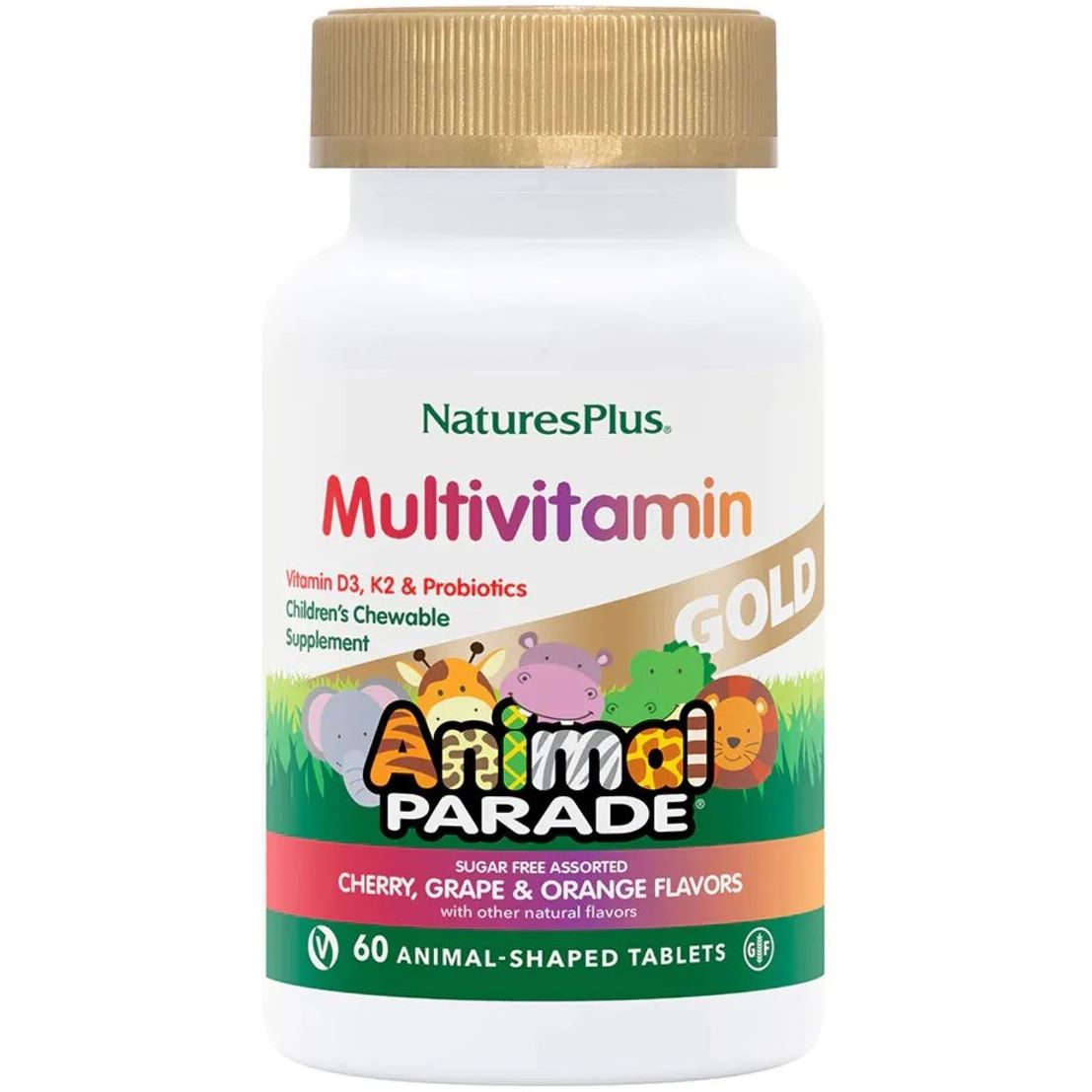 Мультивітаміни для дітей NaturesPlus Animal Parade Gold Асорті 60 жувальних таблеток - фото 1