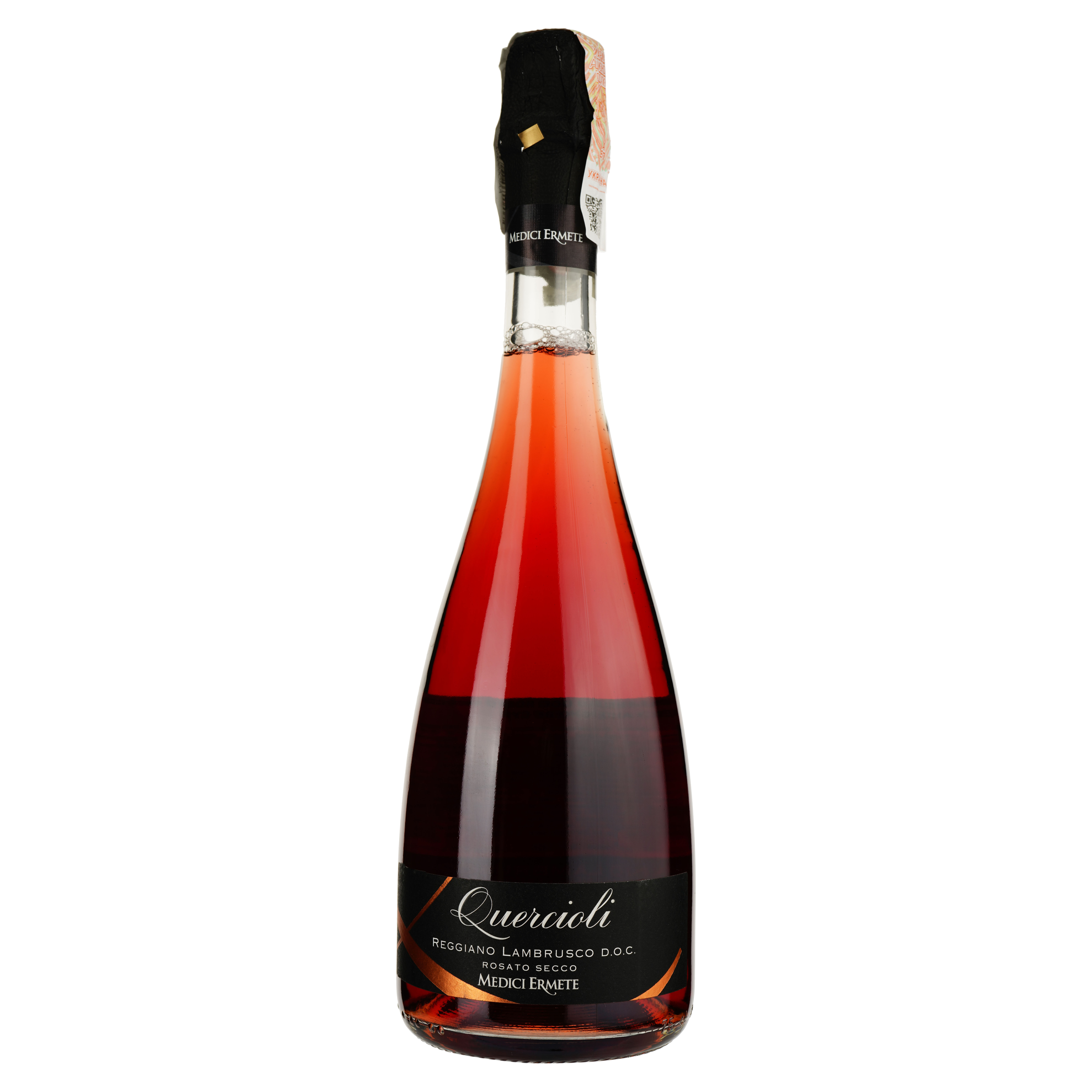 Игристое вино Medici Ermete Quercioli Lambrusco Regg Frizzante DOC, розовое, сухое, 11%, 0,75 л - фото 1