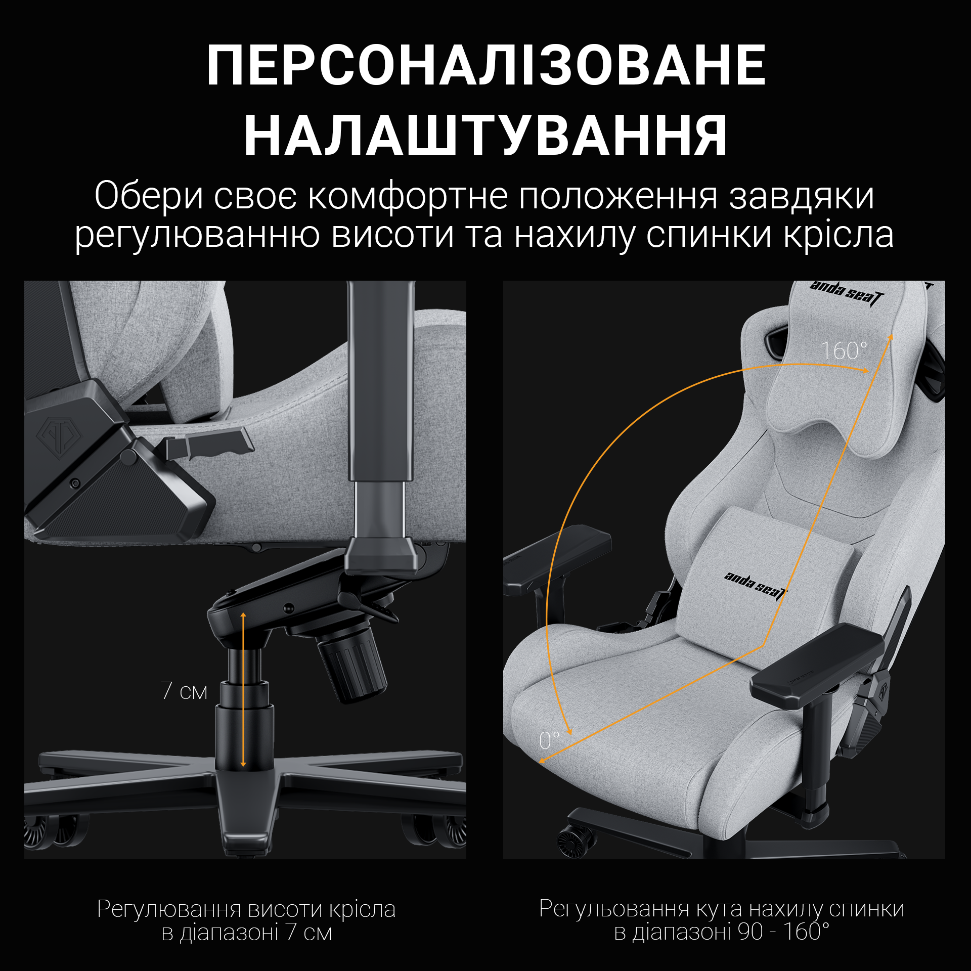 Крісло ігрове Anda Seat Kaiser 2 Pro Size XL Gray Linen Fabric (AD12YXL-17-G-F-G01) - фото 9