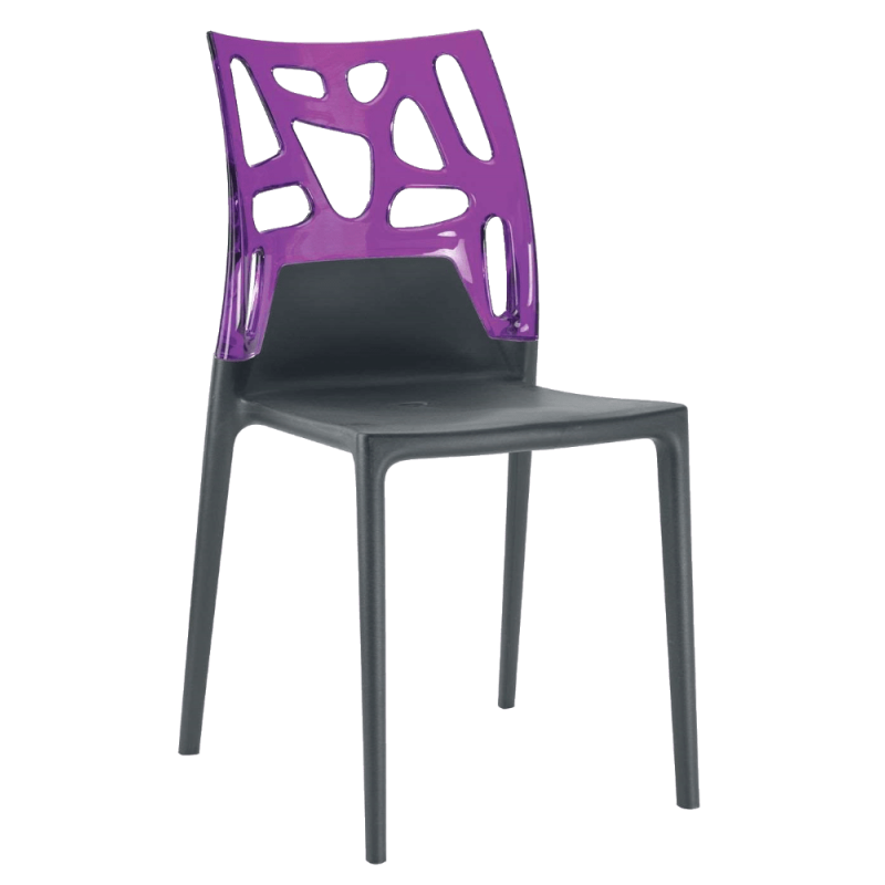 Стул Papatya Ego-Rock, антрацит сиденье, верх прозрачно-пурпурный (388658) - фото 1