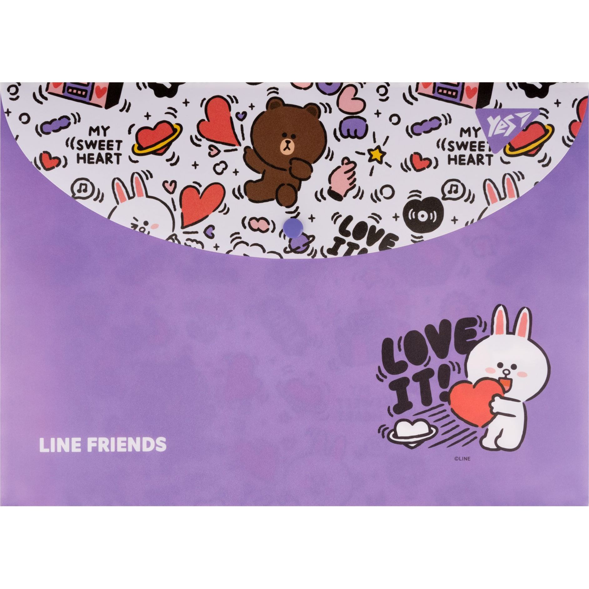 Папка-конверт Yes Line Friends, A4, с кнопкой (492193) - фото 1