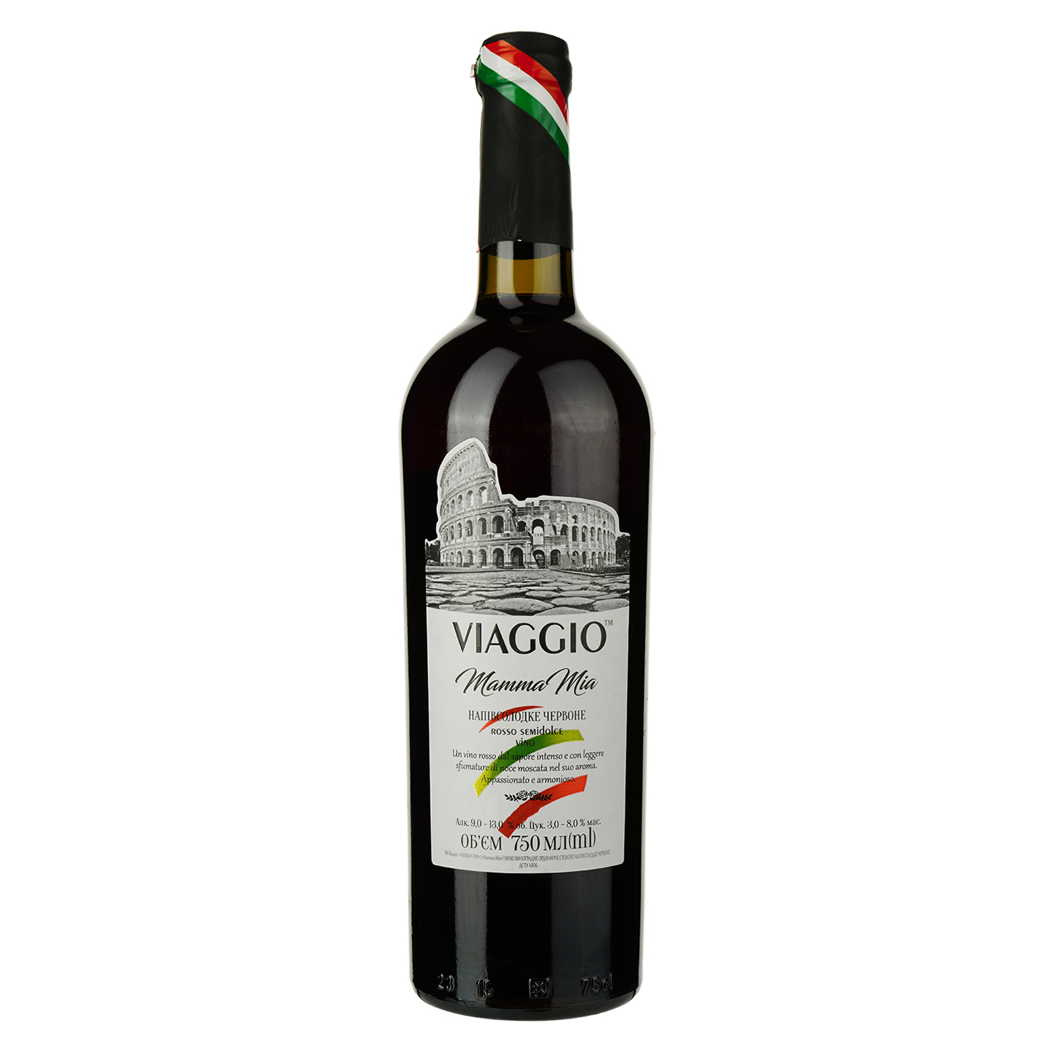 Вино Viaggio Mamma Mia, красное, полусладкое, 0,75 л - фото 1