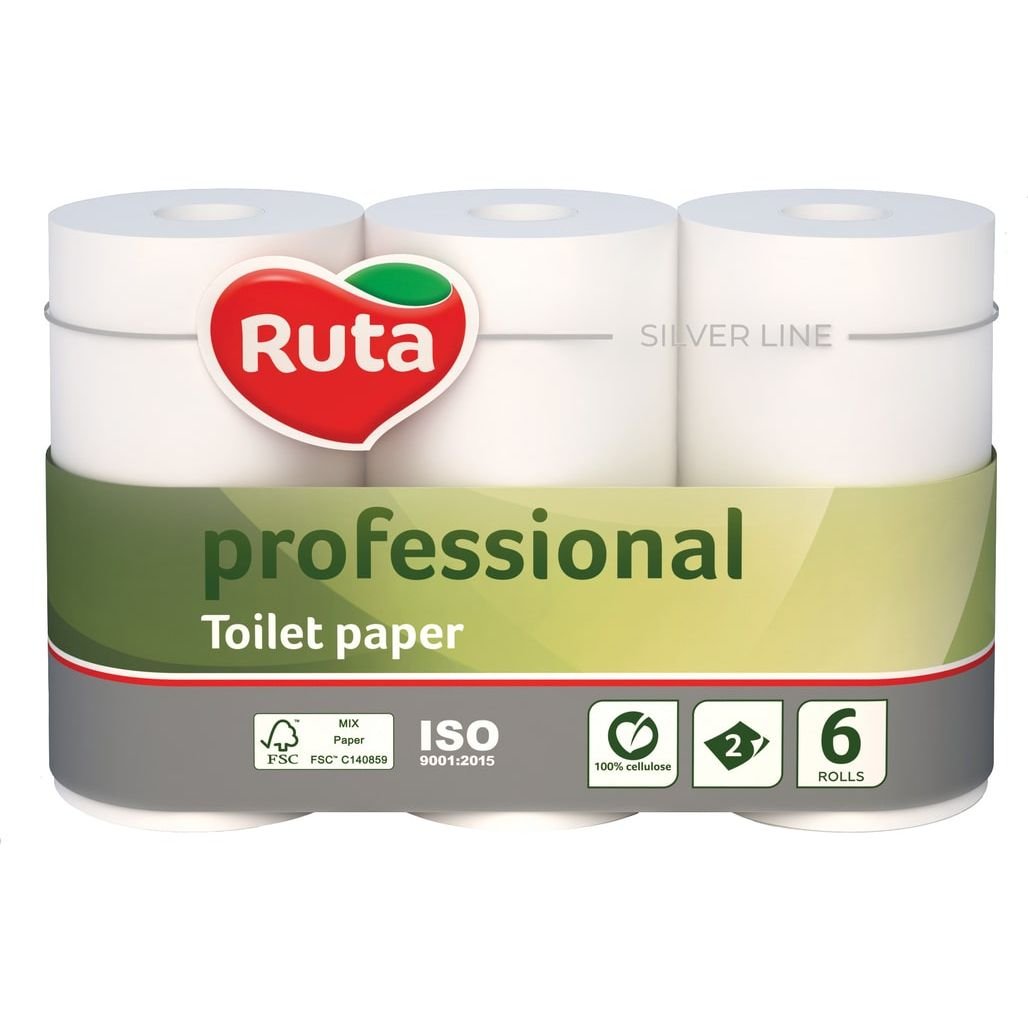 Папір туалетний Ruta Professional, двошаровий, 6 рулонів, білий - фото 1