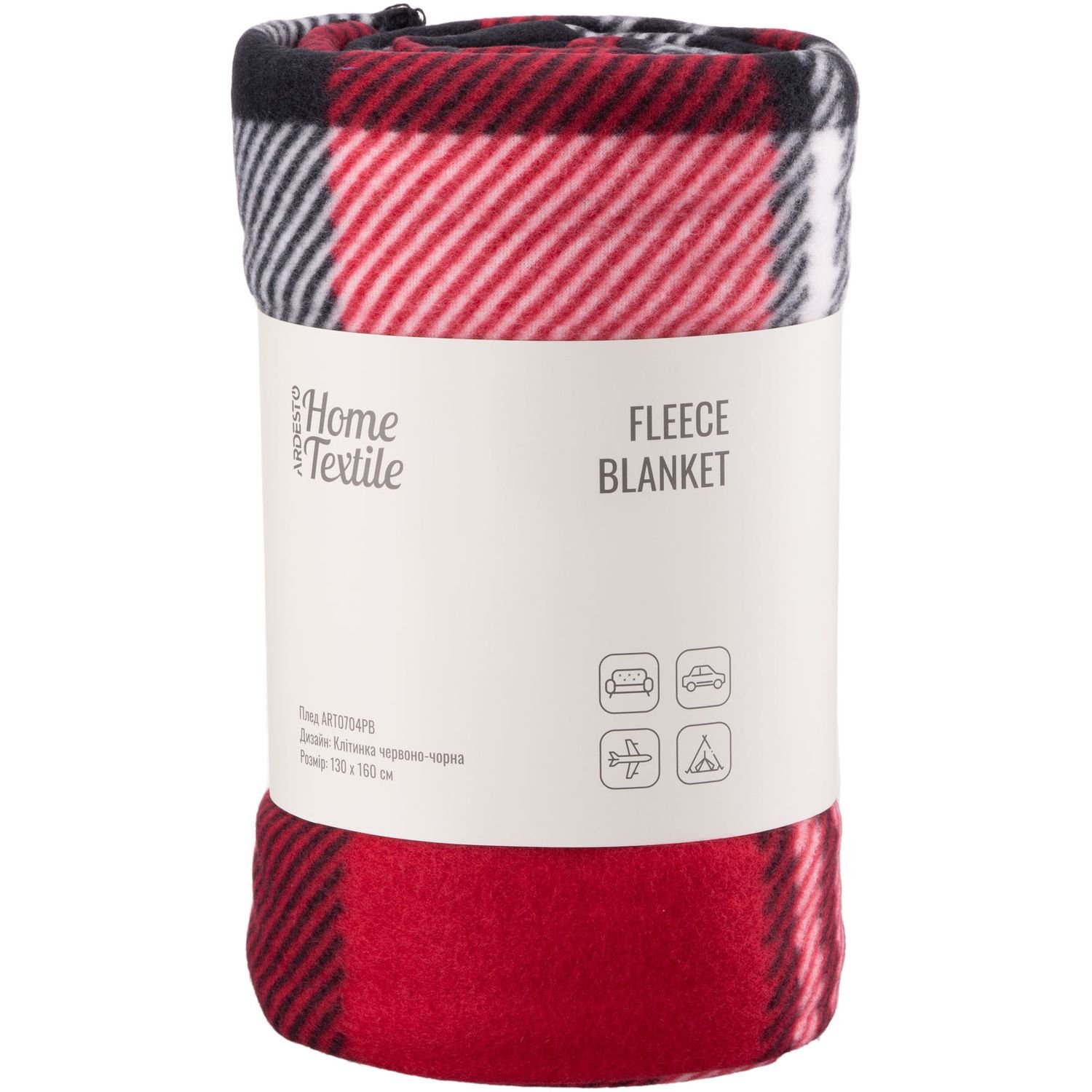 Плед Ardesto Fleece, 160х130 см, клітинка червоно-чорна (ART0704PB) - фото 1