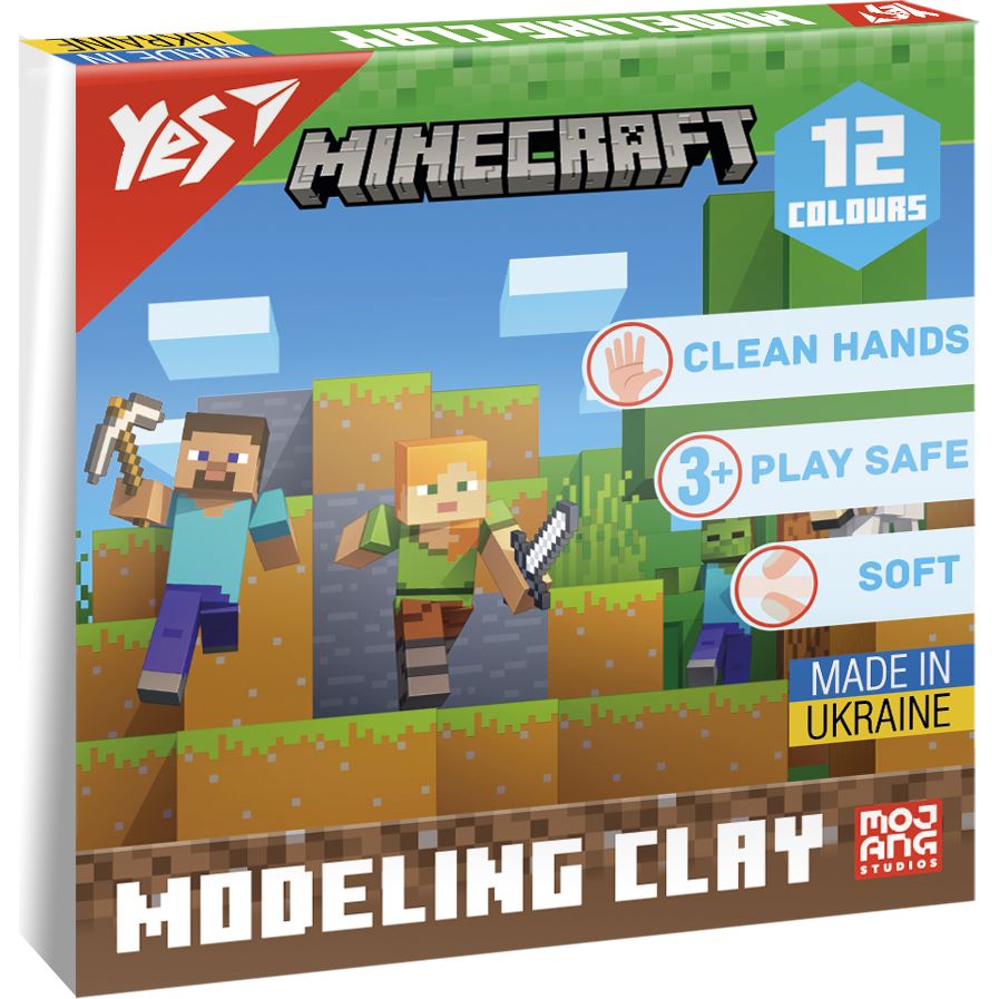 Пластилин Yes Minecraft 12 цветов 240 г (540668) - фото 1