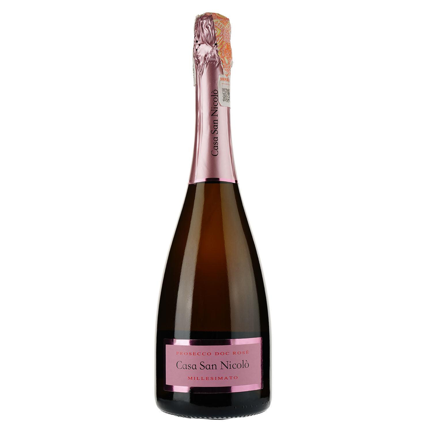 Игристое вино Casa San Nicolo Prosecco Rose Millesimato Brut, розовое, сухое, 0,75 л - фото 1