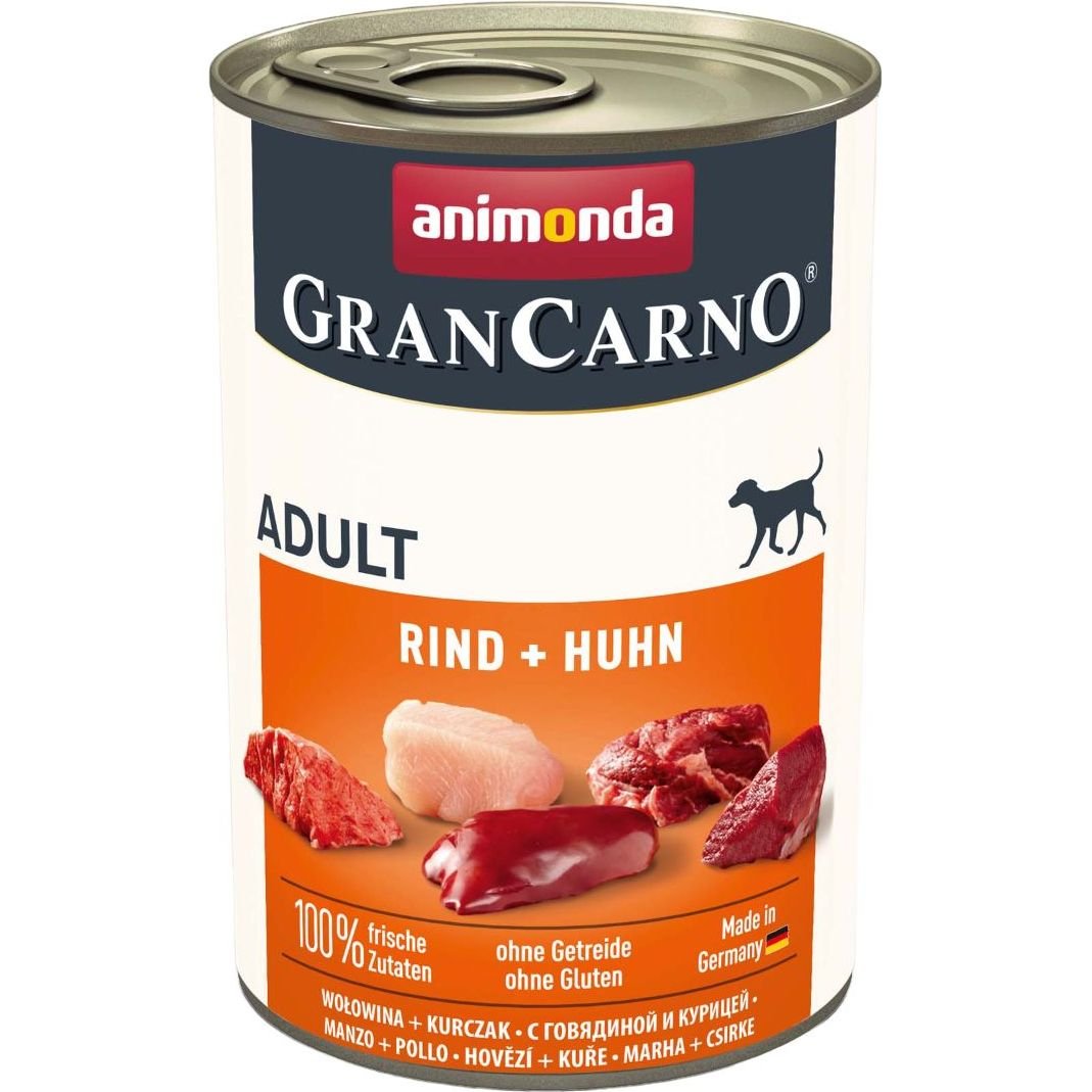 Влажный беззерновой корм для собак Animonda GranCarno Adult Beef + Chicken, с говядиной и курицей, 400 г - фото 1