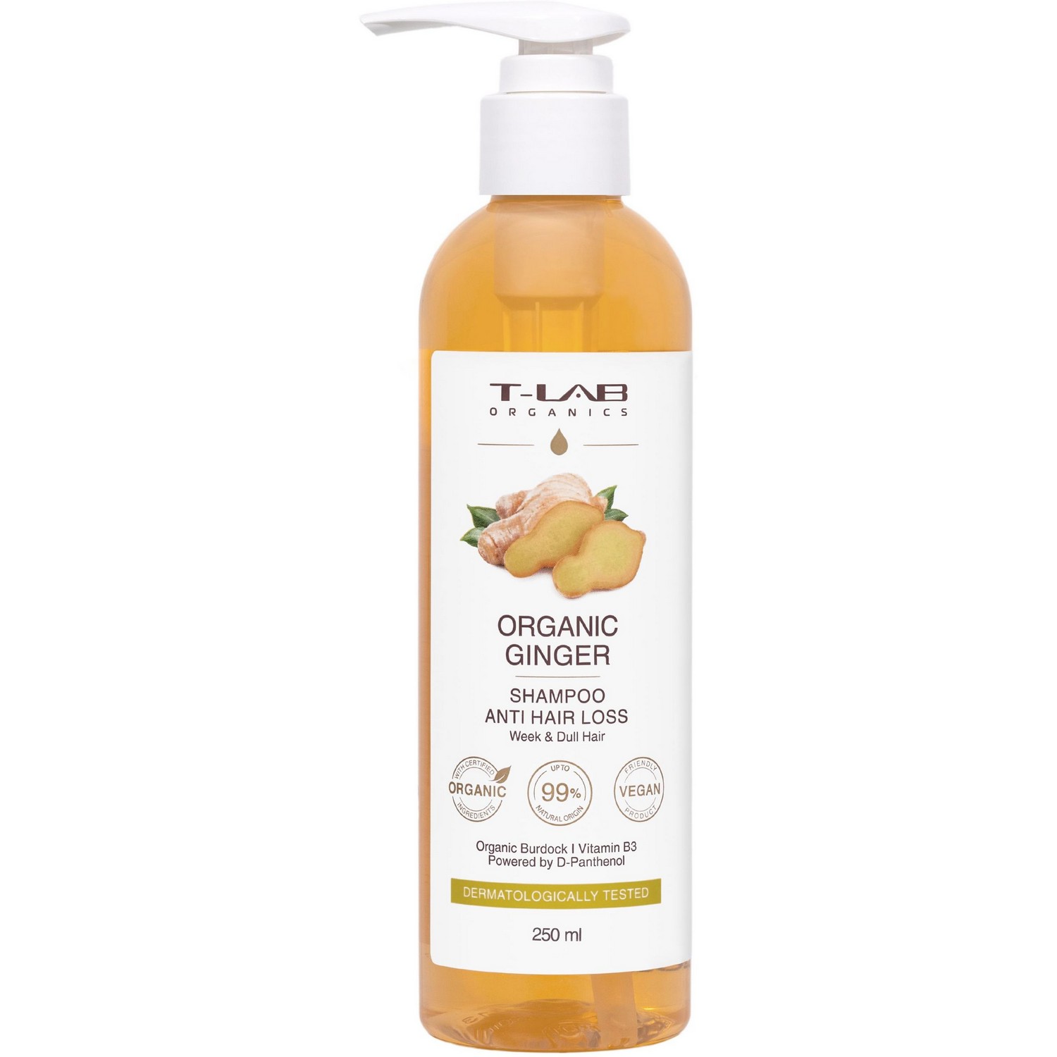 Шампунь T-LAB Organics Organic Ginger Anti Hair Loss для ослабленого та тьмяного волосся, 250 мл - фото 1
