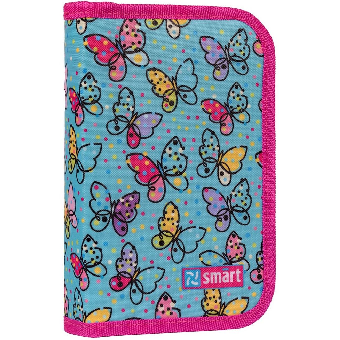 Пенал жесткий Smart HP-04 Bright Butterflies, 13х21х4 см, голубой (532835) - фото 1