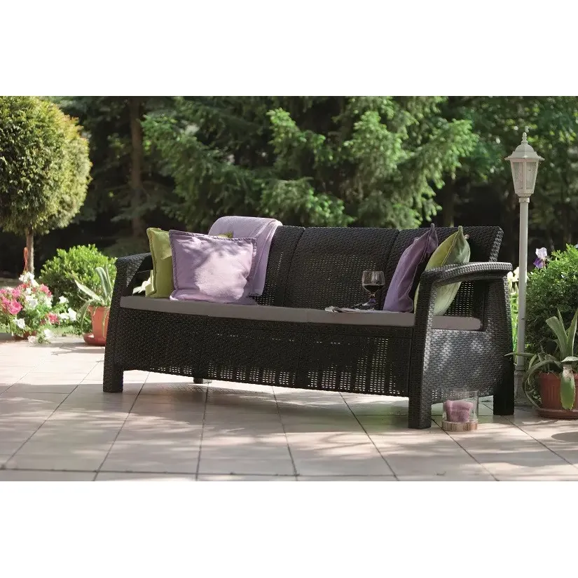 Софа садовая пластиковая Allibert Corfu love seat max серая (912093902) - фото 3