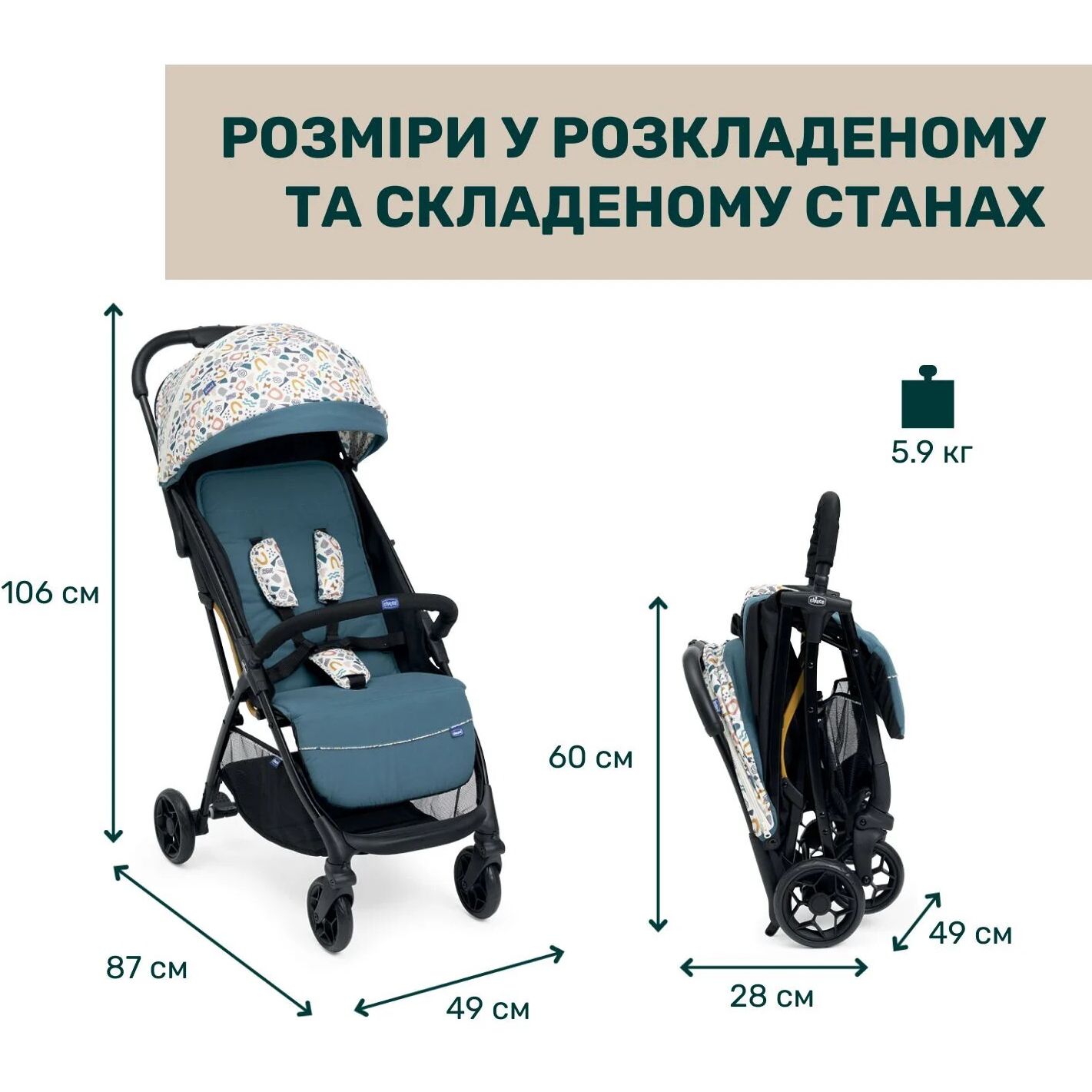 Прогулочная коляска Chicco Glee Голубая (87068.78) - фото 2