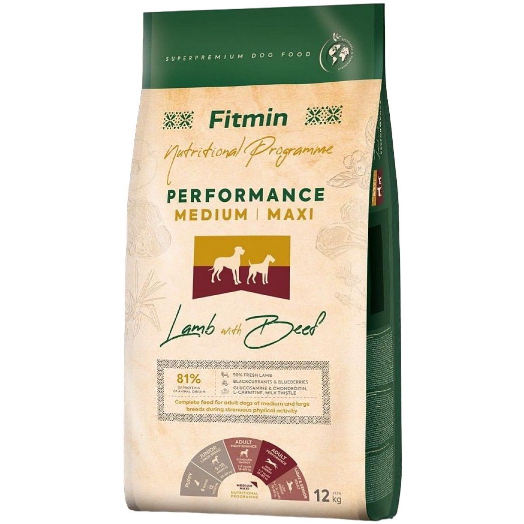 Сухий корм для собак Fitmin dog Medium Maxi Performance Lamb & Beef 12 кг - фото 1