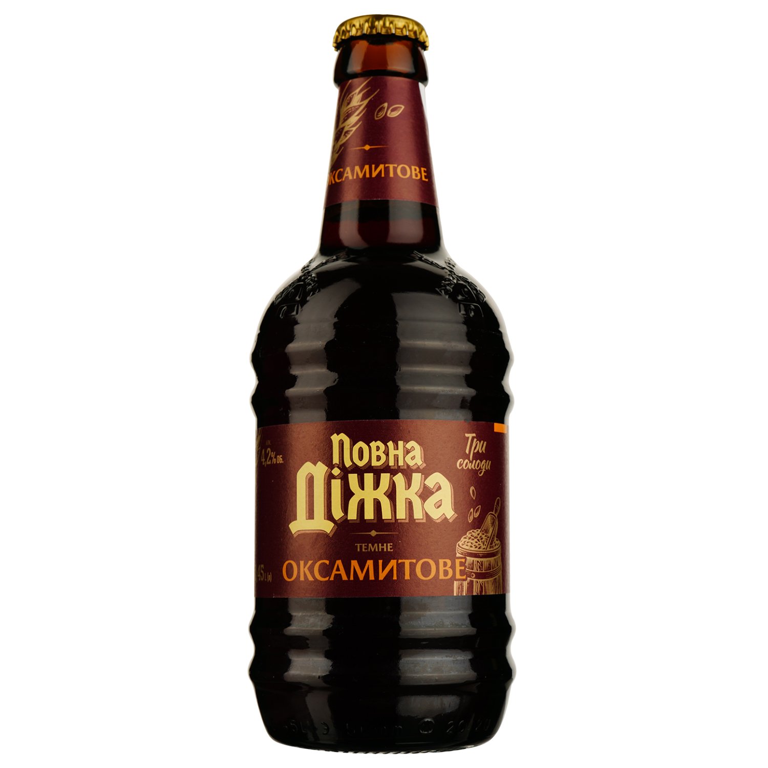 Пиво Повна Діжка Оксамитове, темне, 4,2%, 0,45 л - фото 1
