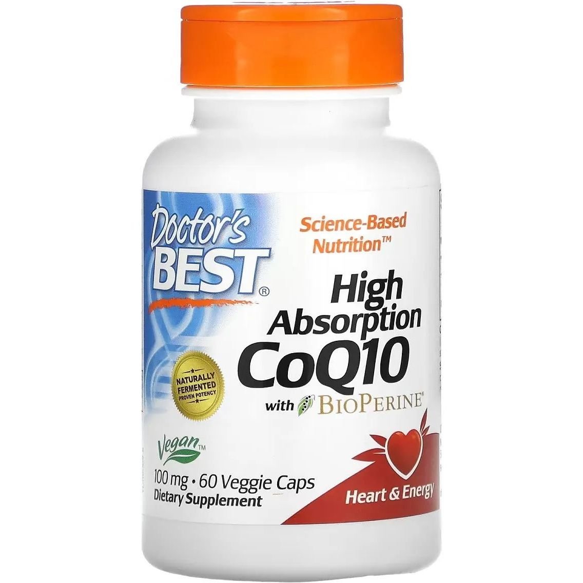 Коэнзим Q10 с Биоперином Doctor's Best High Absorption CoQ10 with BioPerine 100 мг 60 вегетарианских капсул - фото 1