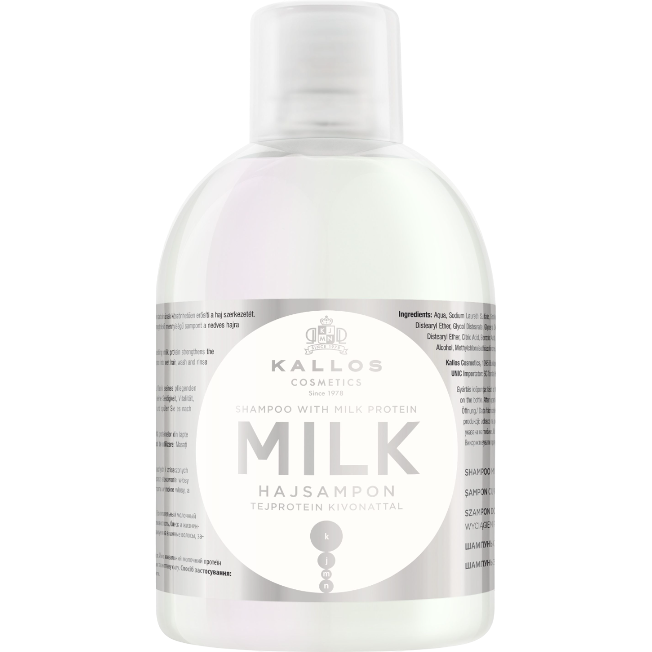 Шампунь для волос Kallos Cosmetics KJMN Milk увлажняющий с протеинами молока, 1 л - фото 1