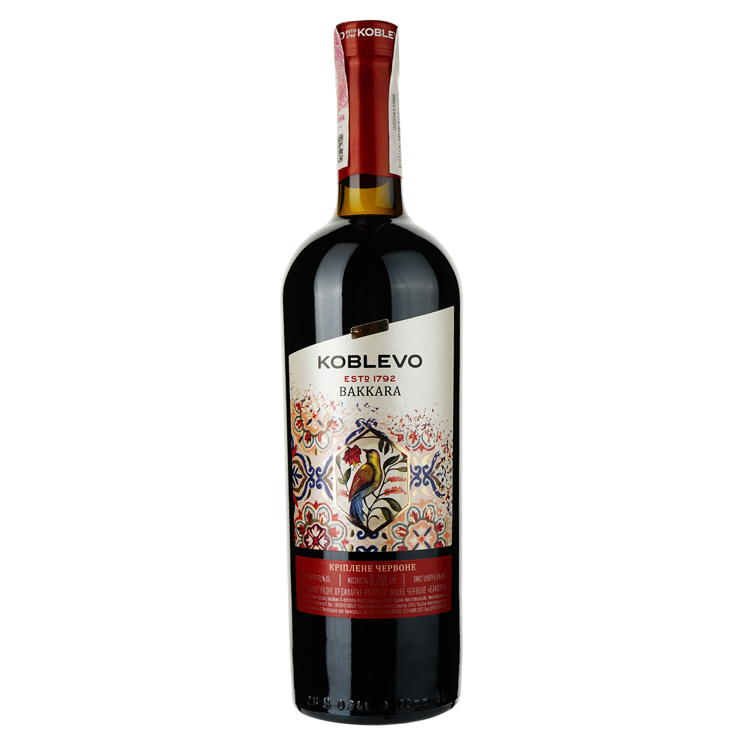 Вино Коблево Бордо Баккара, червоне, солодке, 17,5%, 0,75 л - фото 1
