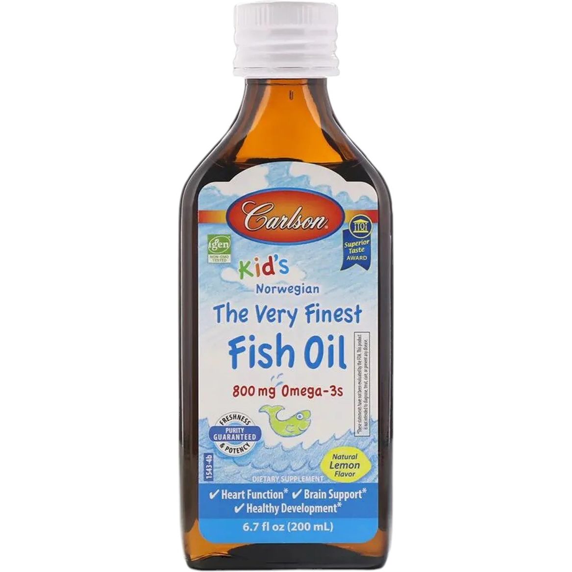 Риб'ячий жир для дітей Carlson Kid's Fish Oil Lemon лимонний смак 200 мл - фото 1