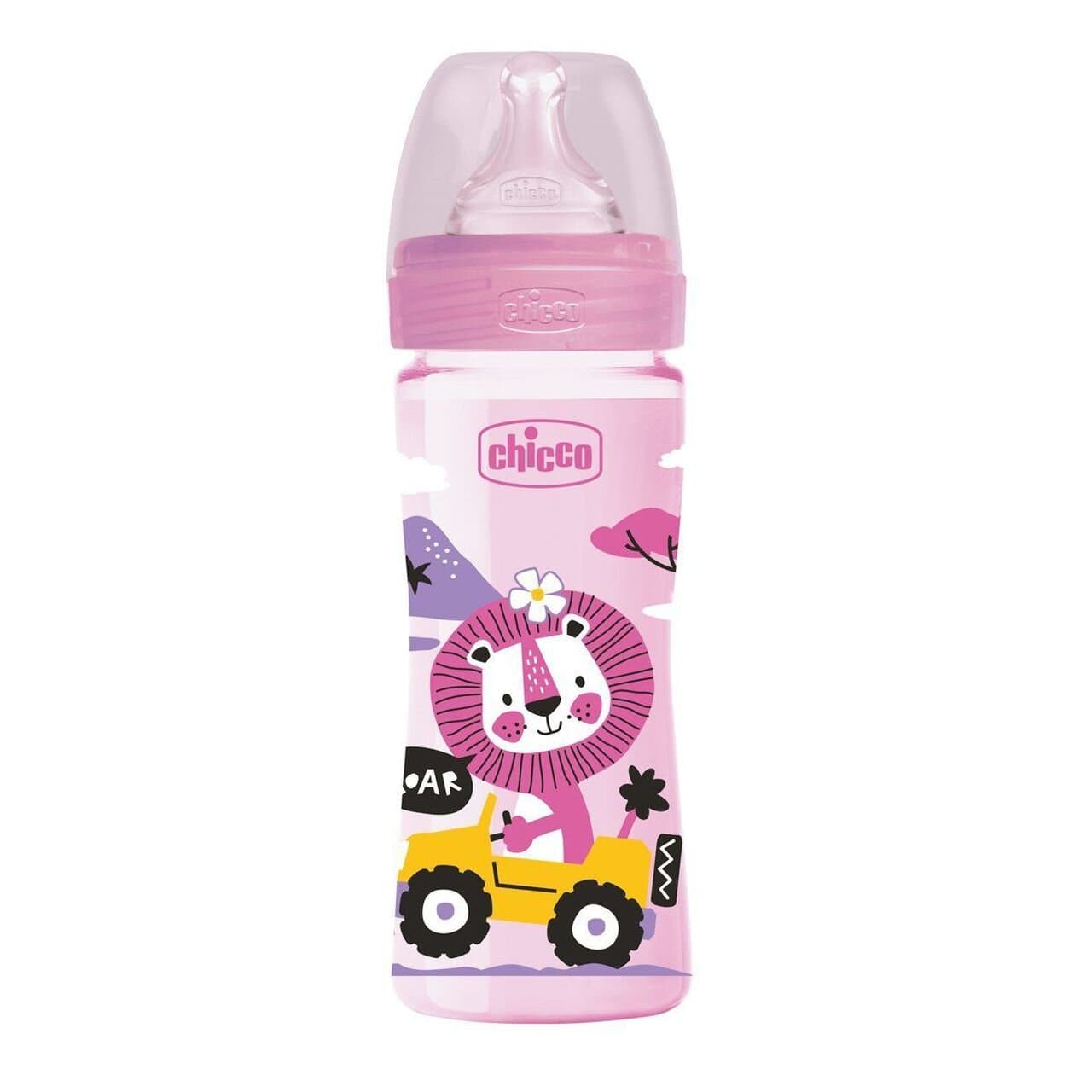 Пляшечка для годування Chicco Well-Being Physio Colors з силіконовою соскою, 250 мл, рожевий (28623.10) - фото 1