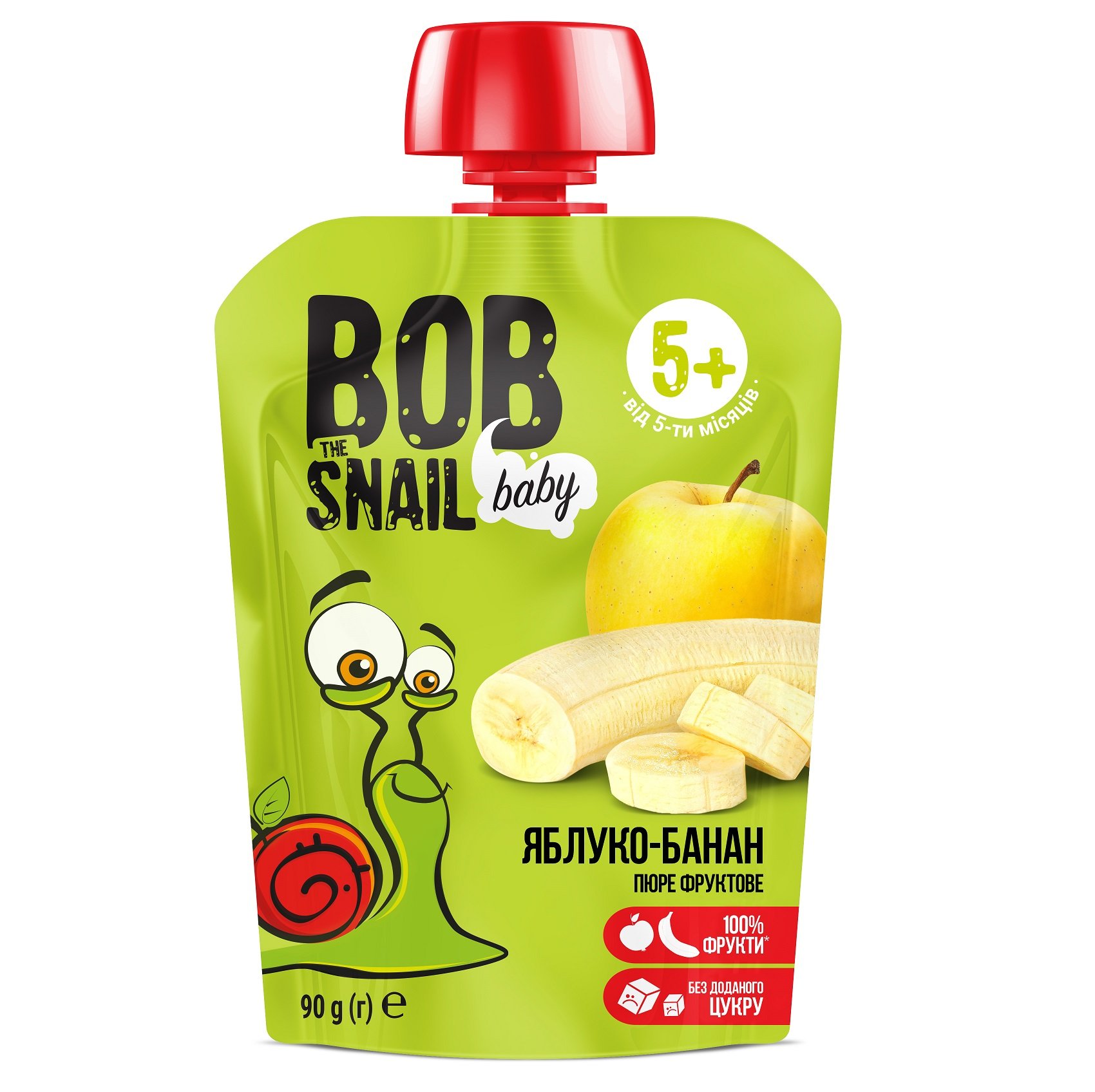 Пюре фруктове Bob Snail Яблуко-банан, пастеризоване, 90 г - фото 1