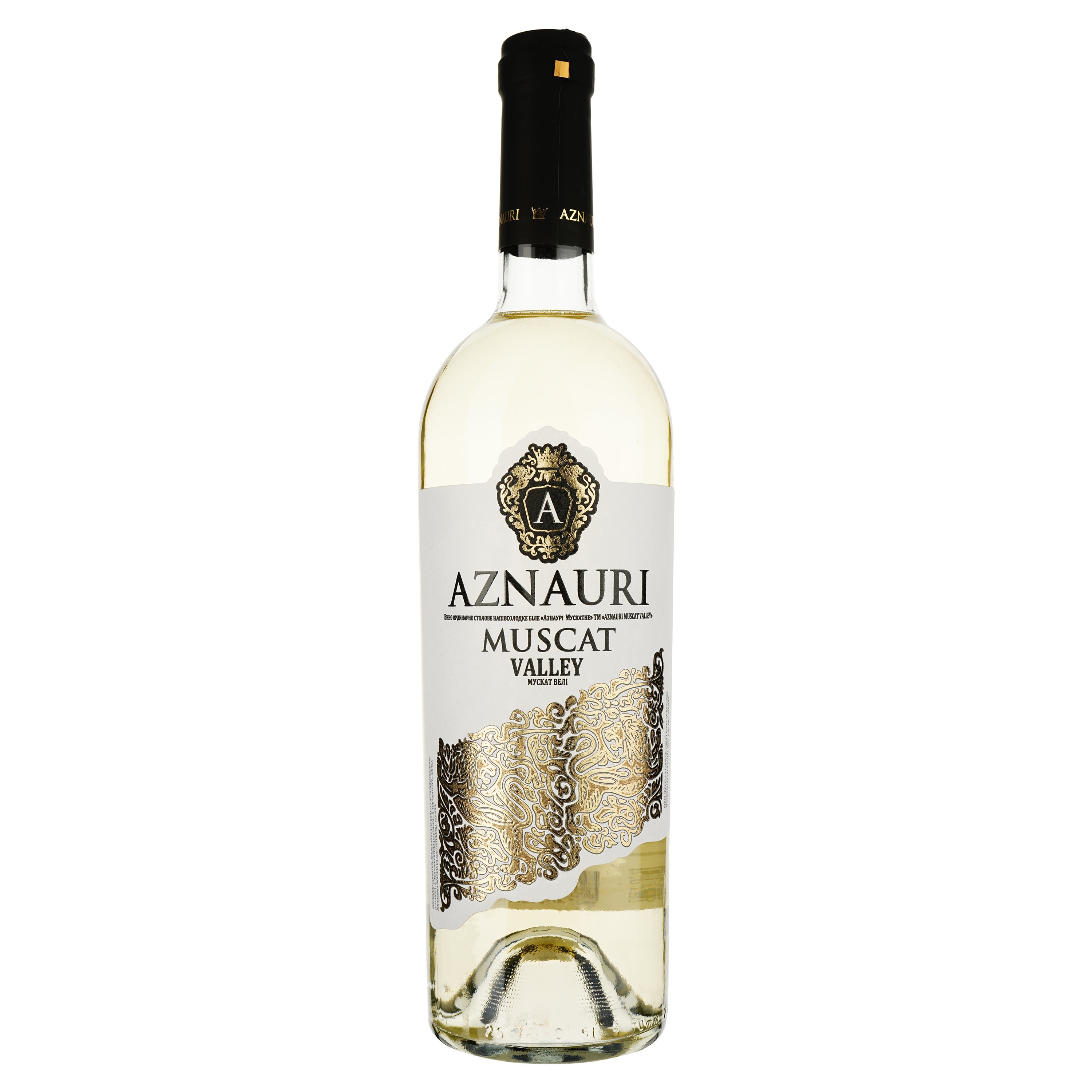 Вино Aznauri Muscat Valley, біле, напівсолодке, 0,75 л - фото 1