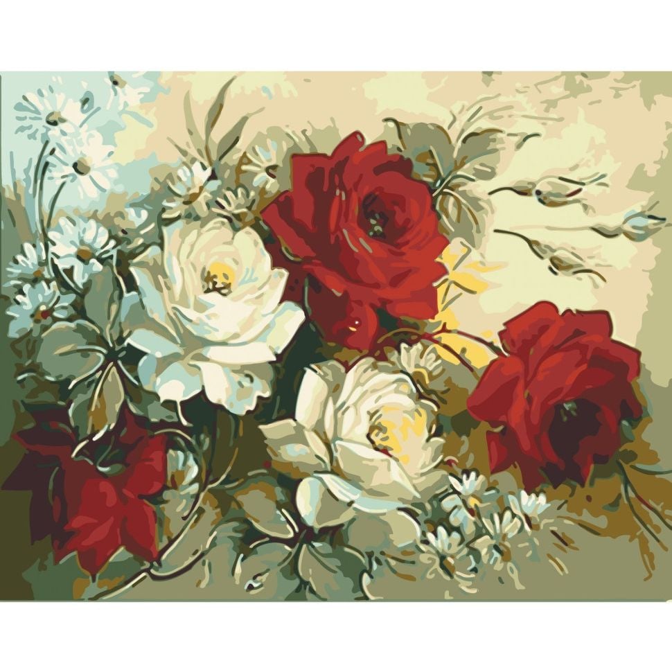 Картина за номерами ArtCraft Помпезні троянди без підрамника 13031-ACNF 40х50 см - фото 1