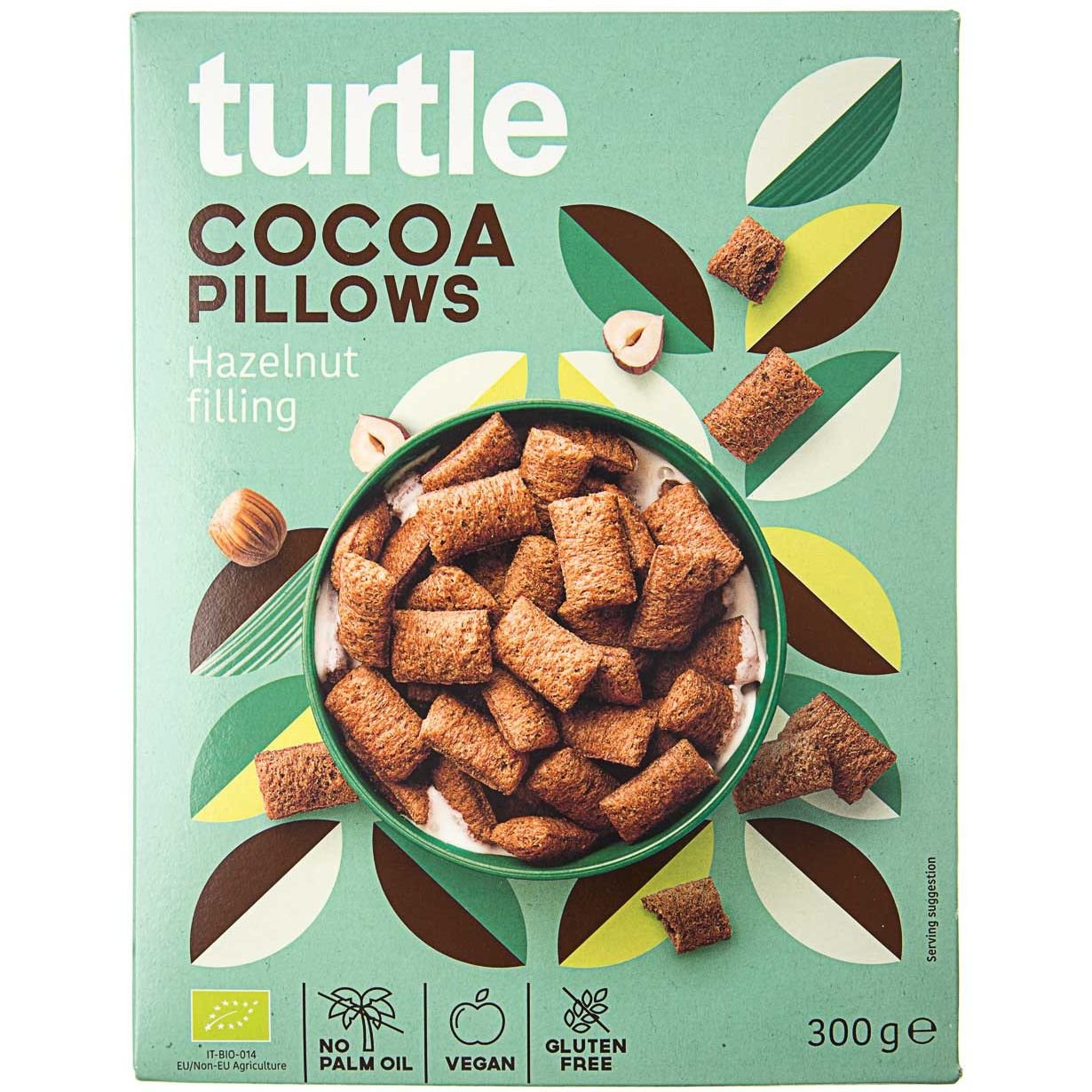 Сніданок сухий Turtle Какао-подушечки з фундуком, органічний 300 г - фото 1