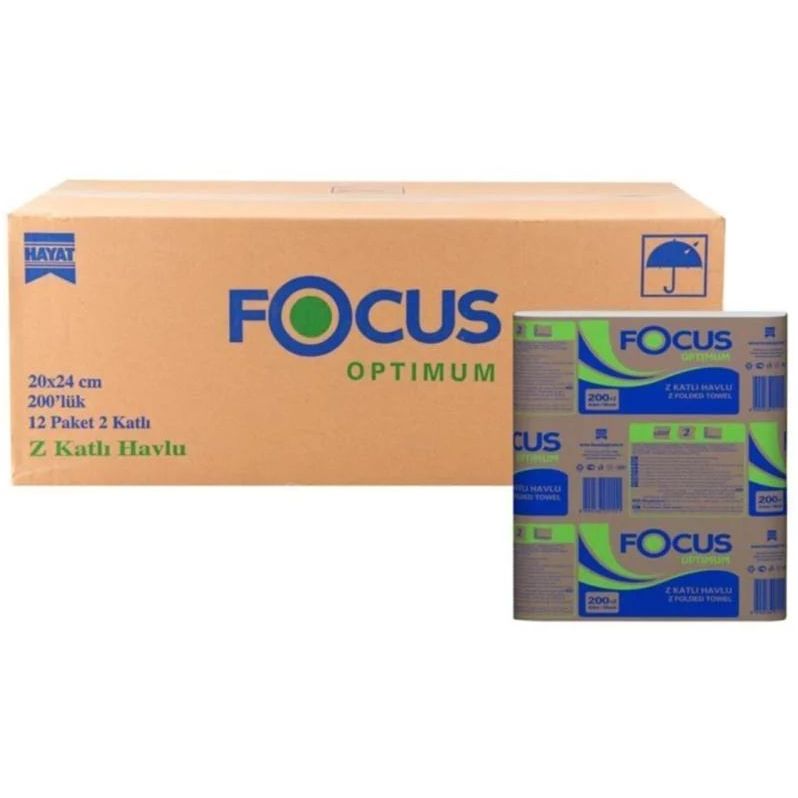 Бумажные полотенца Focus Optimum 200 листов двухслойные 12 шт. - фото 1