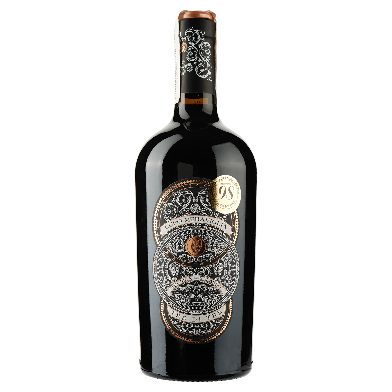 Вино Lupo Meraviglia Tre di Tre Puglia IGT, красное, полусухое, 14,5%, 0,75 л - фото 1