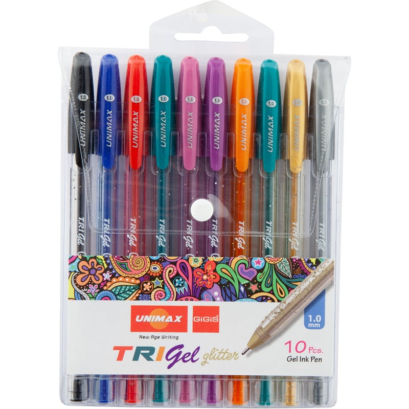 Набір гелевих ручок Unimax Trigel Glitter 10 шт. (UX-142) - фото 1