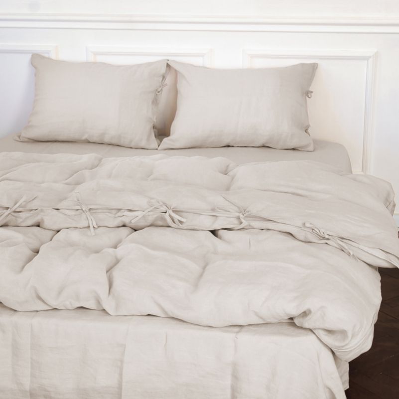 Комплект постільної білизни MirSon Natural Linen Jasmine льон King Size бежево-сірий (2200008269050) - фото 1