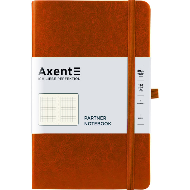 Книга записная Axent Partner Lux A5- в клеточку 96 листов коричневая (8202-19-A) - фото 1