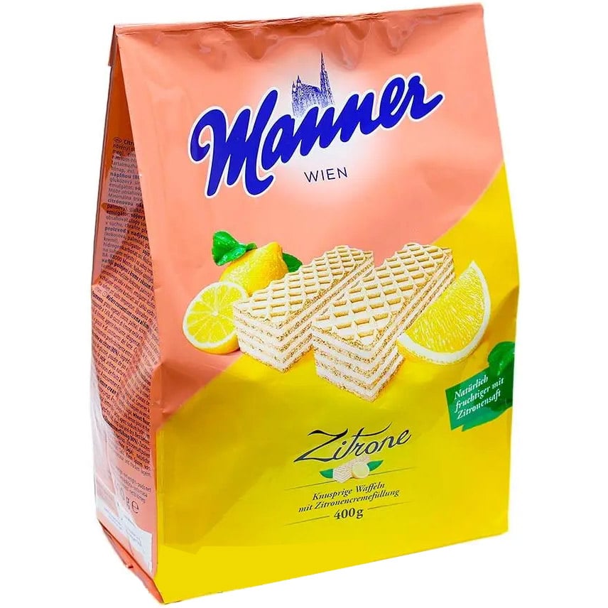 Вафли Manner Zitrone с лимонным кремом 400 г - фото 1