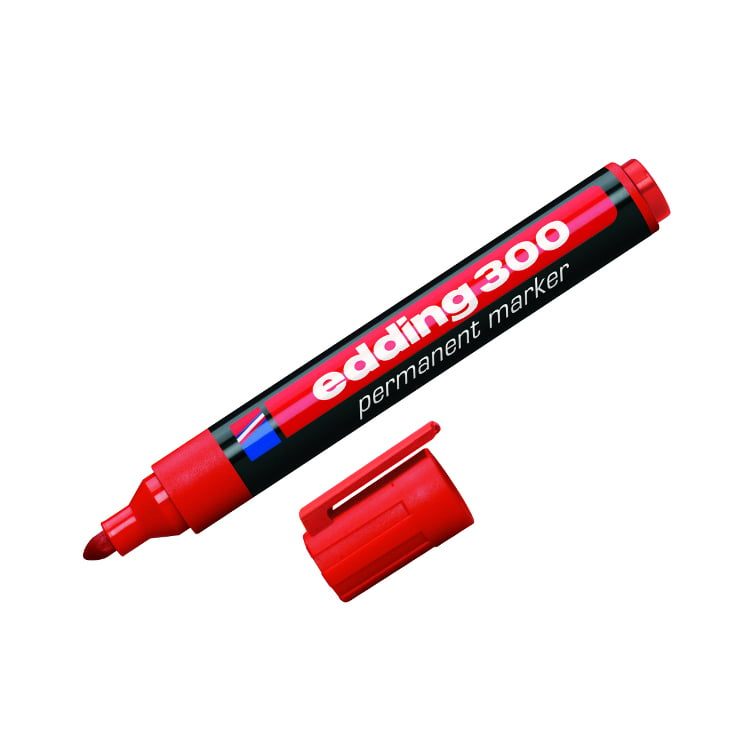 Маркер перманентний Edding Permanent конусоподібний 1.5-3 мм червоний (e-300/02) - фото 2