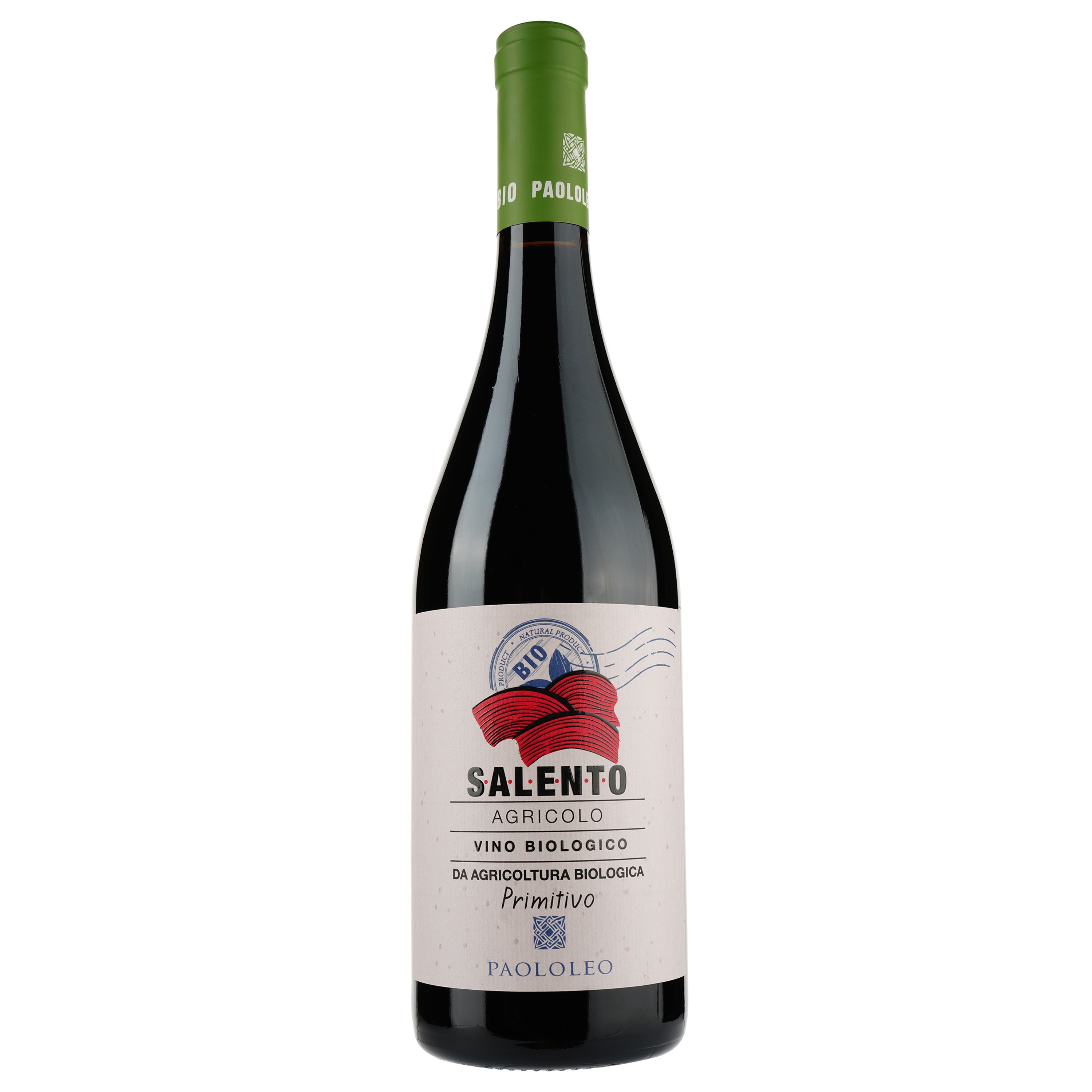 Вино Paololeo Agricolo Primitivo Salento Organic IGT, красное, сухое, 0,75 л - фото 1