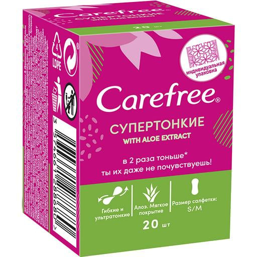 Щоденні супертонкі прокладки Carefree with Aloe extract 20 шт. - фото 1