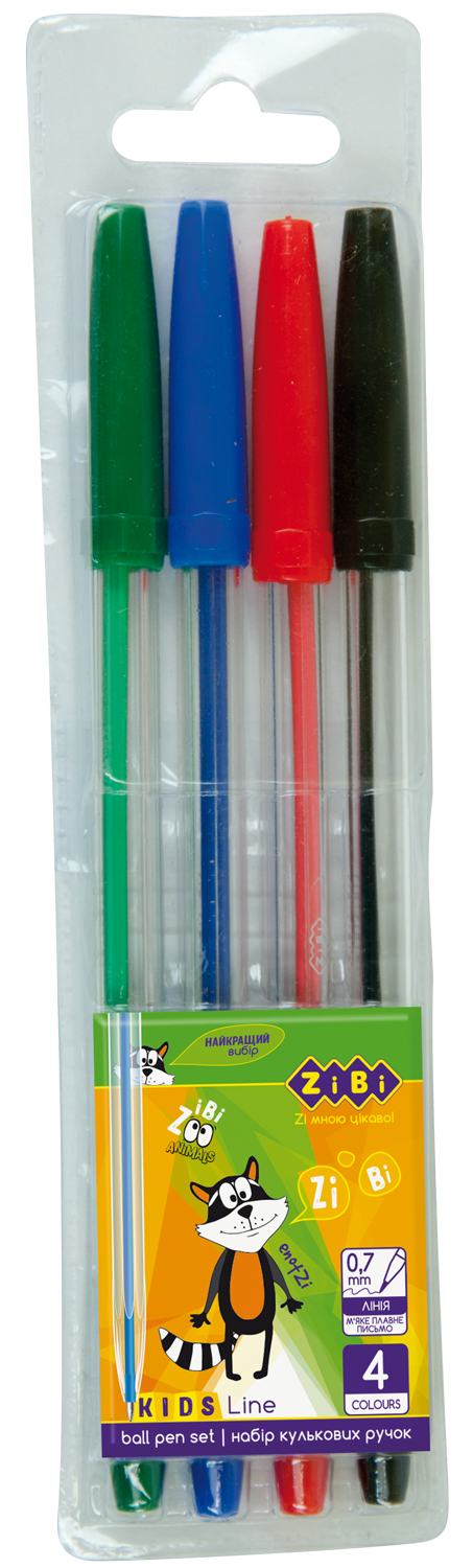 Кулькові ручки ZiBi Kids Line, 4 кольори, 4 шт. (ZB.2010) - фото 1