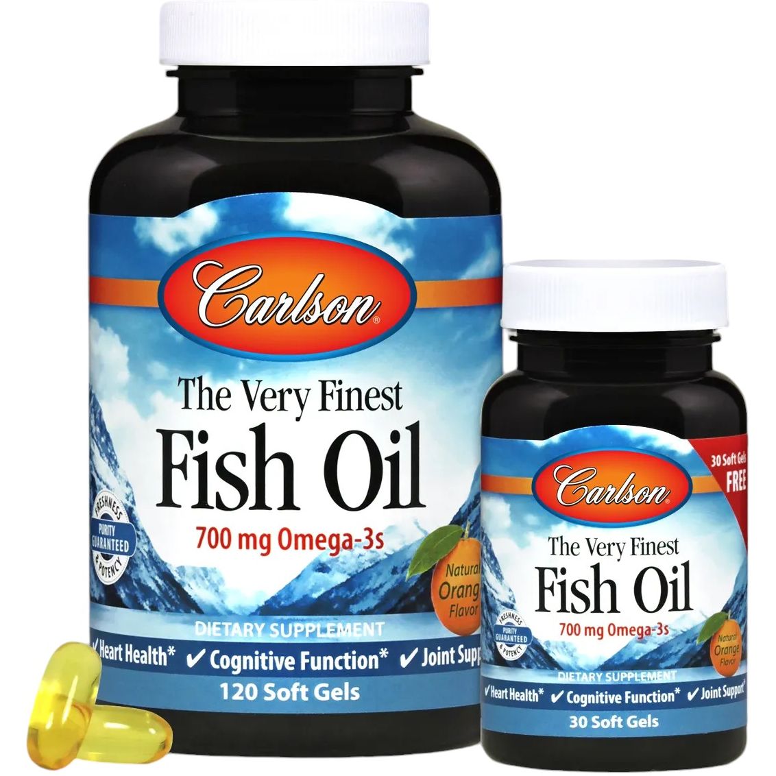 Рыбий жир Carlson The Very Finest Fish Oil Вкус апельсина 120+30 желатиновых капсул - фото 1